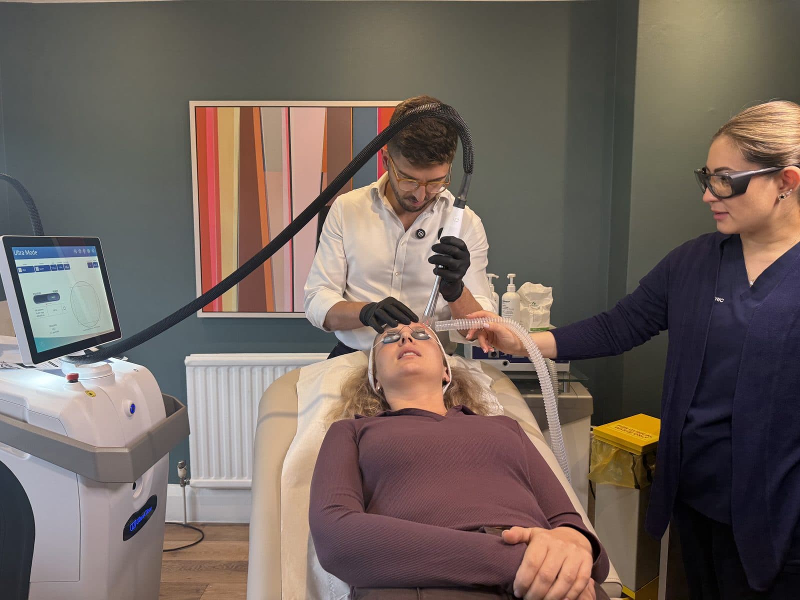 Dr Mattia Parducci at work with the UltraClear laser at Cannelle in Oxford