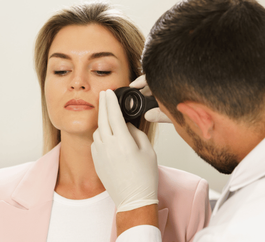 Doctor Checking for pigmentation