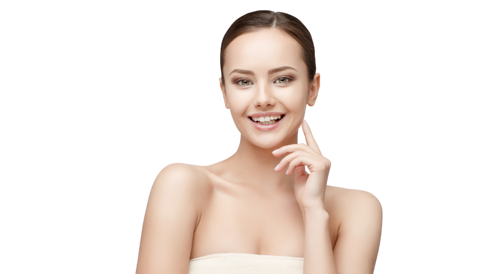 Young Woman with a clear skin smiling at camera