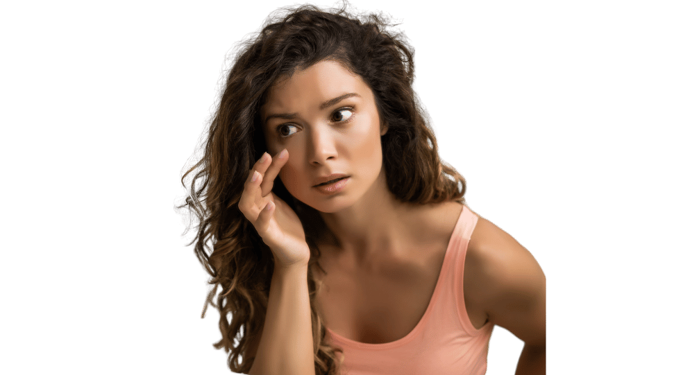 Woman looking eye bags