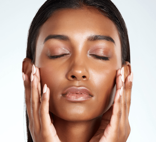 beautiful brunette with great facial skin after Morpheus8