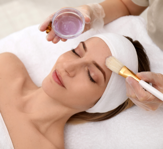 Woman undergoing a chemical peels treatment