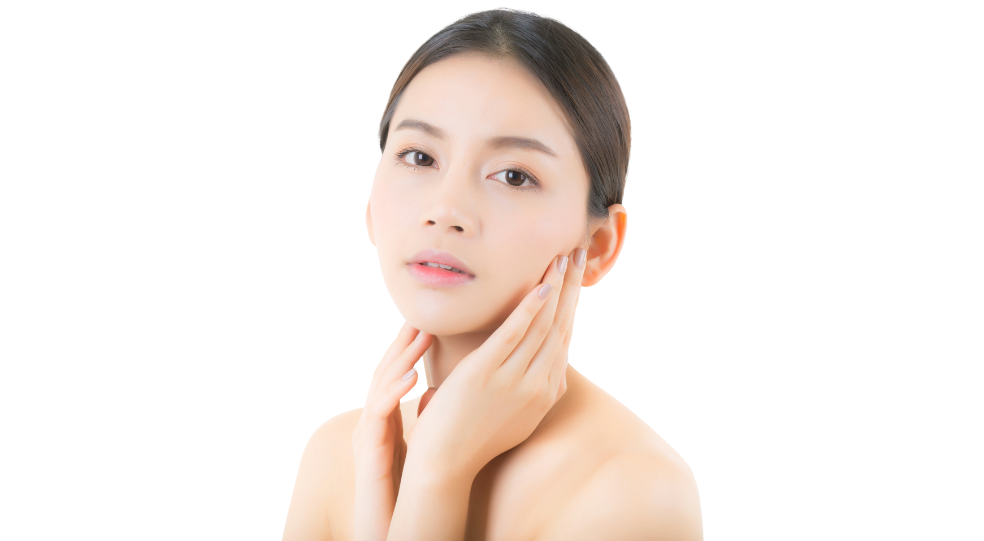 Close up Woman with hands on face